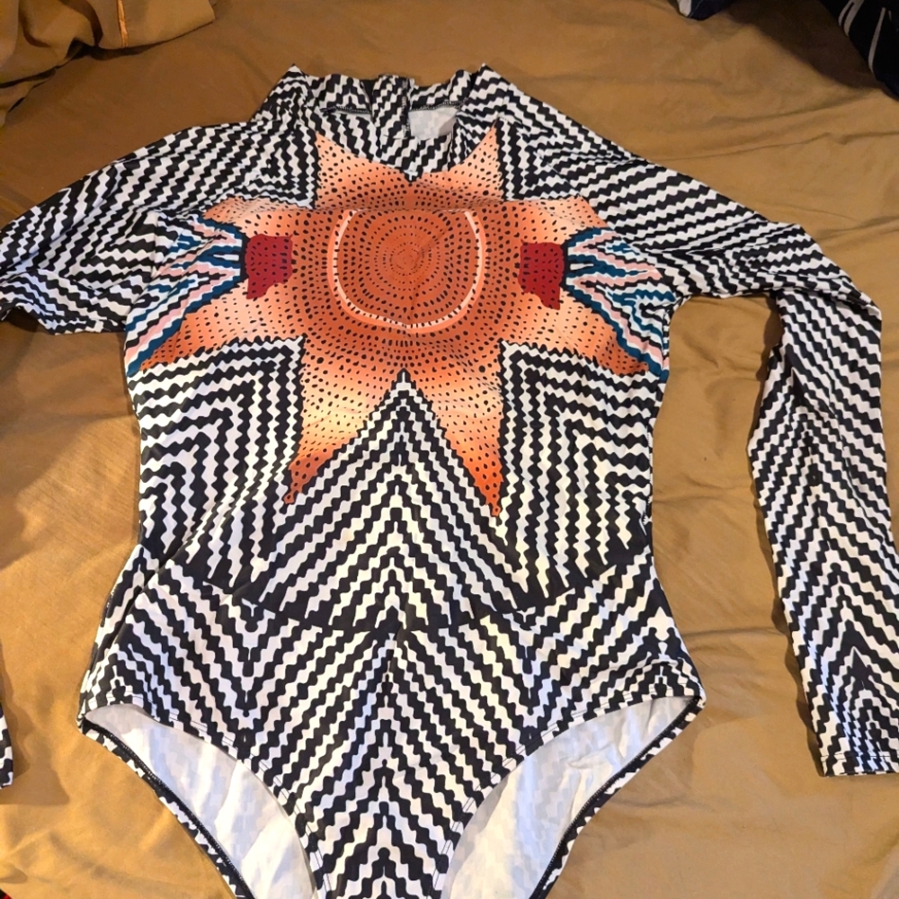 NWOT Sunburst & Stripes Patterned Bodysuit Wetsuit